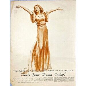 Listerine Use before all Social Engagements "How's You Breather Today? Ad 1933